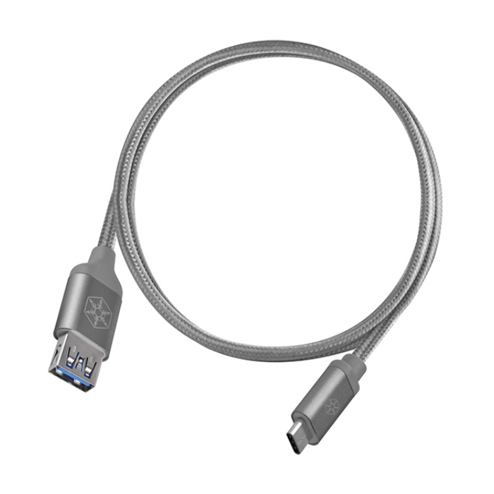 کابل 0.5 متری سیلوراستون ذغالی مدل CPU05 - USB 3.1 Type-C male to USB Type-A female